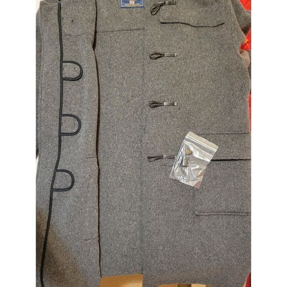 GLOVERALL MEN'S / WOMEN'S GRAY DUFFLE COAT WOOL ENGLAND SIZE US46 / EUR 56 #970 - Picture 14 of 15